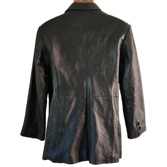 Vintage Fleet Street Red Label Black Leather Jacket Large Soft Blazer Style - Picture 4 of 7